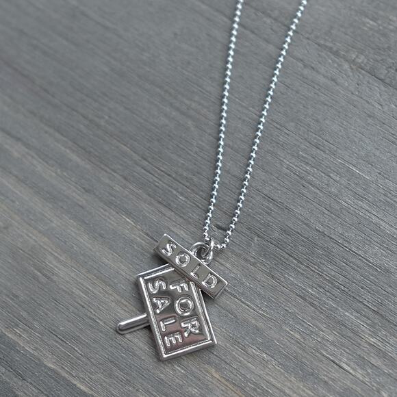 Sterling Silver 925 FOR SALE SOLD Pendant Necklace Realtor Gift Ball Chain S925 - Picture 1 of 7